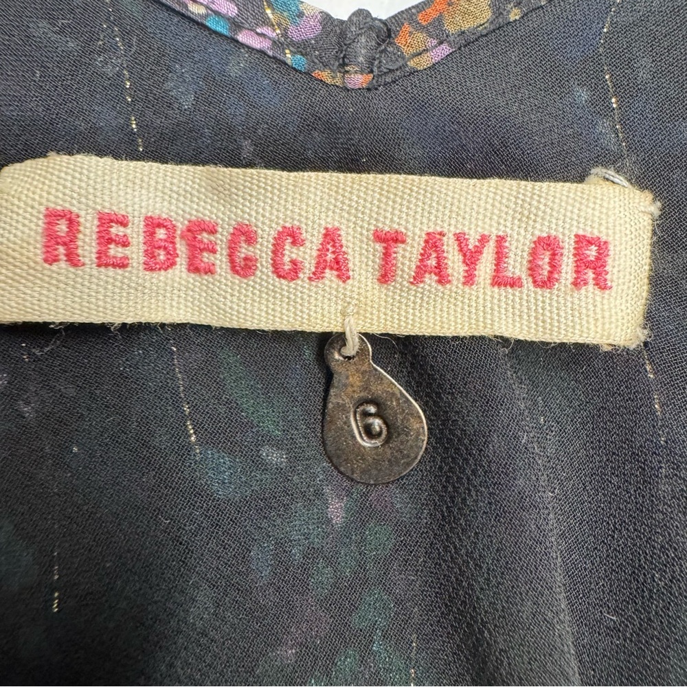 Rebecca Taylor Silk Shimmer Beaded Spaghetti Strap Top Size 6 Romantic Coquette - Picture 10 of 15